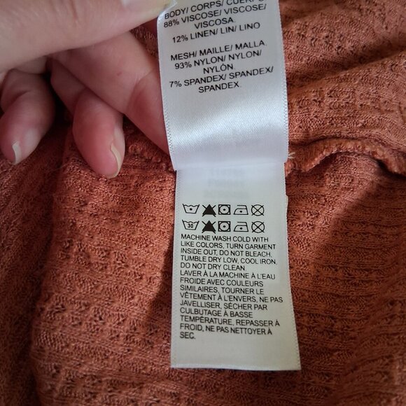 Lucky Brand Women's XL Terracotta Lace Henley Swing Top - Picture 8 of 14